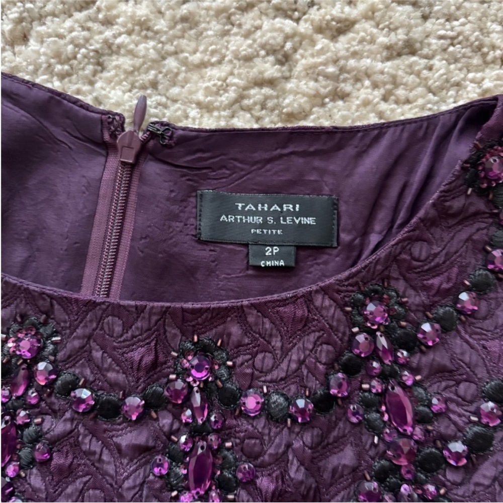 Tahari Deep Purple Embellished Gown - Picture 2 of 3